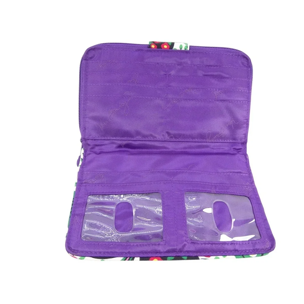 Vera Bradley Quilted Viva la Vera Turnlock‎ Wallet Purple Floral Paisley